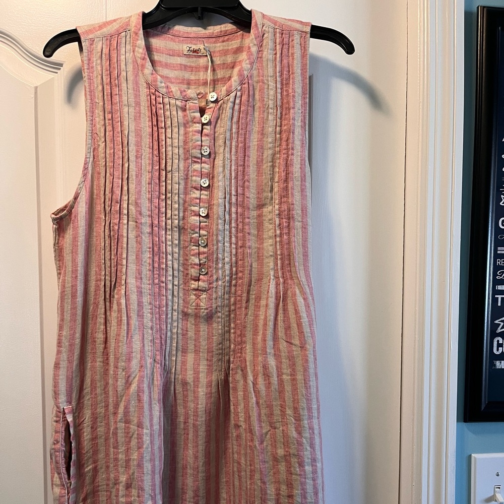 NWT Faherty Isha dress - Sz M - pink stripe